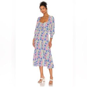 Faithfull the Brand Colorful Floral Midi Dress